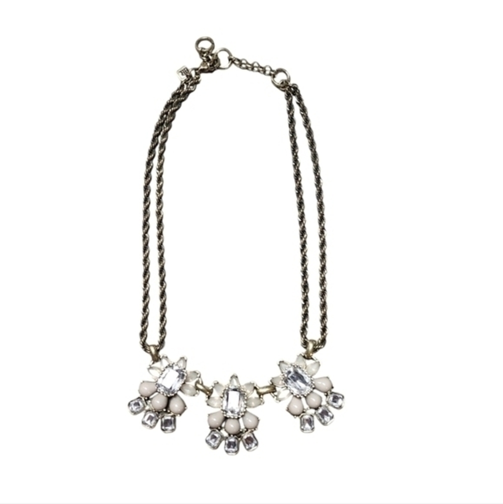 BANANA REPUBLIC PETITE FLOWER RHINESTONE CHAIN NECKLACE